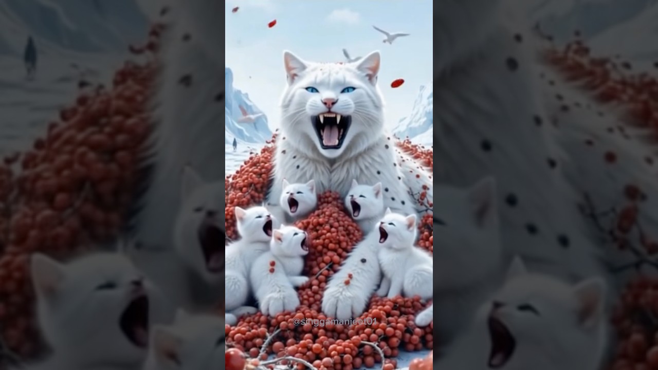 To protect its children, the white cat has millions of barnacles allover its body 为保护孩子白猫全身长满千万只藤壶
