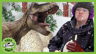 Snow & Dinosaur Eggs at Dino HQ | T-Rex Ranch Dinosaur Videos