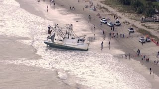 Shrimp boat washes ashore in SC during Hurricane Ian