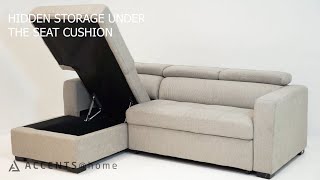 Randall Sleeper Sectional in Fabric & Leather Gel | Accents@Home | Greater Vancouver Furniture
