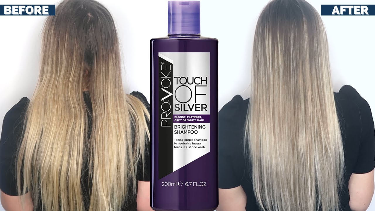 PROVOKE TOUCH OF SILVER PURPLE SHAMPOO BEFORE AND AFTER | PURPLE SHAMPOO - YouTube