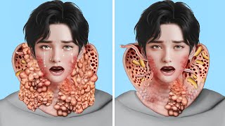 ASMR Remove Big Acne & Maggot Infected Dirty Giant Ears | Severely Injured Animation