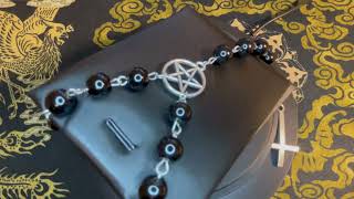Satanic Rosary Inverted Pentagram Upside Down Cross Pendant Black Magic Pagan Wiccan Occult Necklace