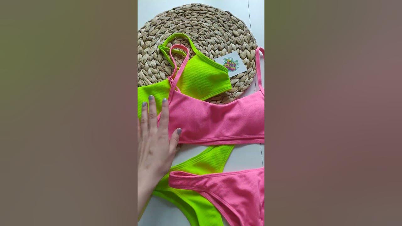 Відеоогляд роздільного неонового купальника в рубчик - YouTube