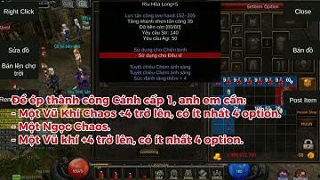 HƯỚNG DẪN ÉP VŨ KHÍ CHAOS VÀ CÁNH CẤP 1- MÁY CHỦ ICARUS SS 1.0