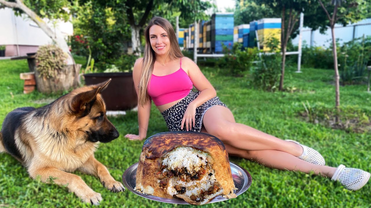 Cooking Azerbaijani Shakh Pilaf in Bread l Simple Life in the Village ASMR