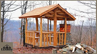 Built a gazebo near the house.  House in the forest🏡.Part 2