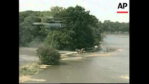 Aerials of battle against flood waters near Bitter...