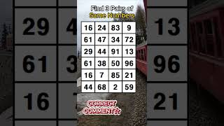 Find 3 pairs of identical numbers/HOW OLD IS YOUR BRAIN? /Dementia Prevention Quizzes/Tests.No.803
