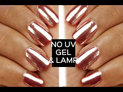 Mirror powder chrome nails with no UV gel or lamp