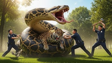 Rescue Team Faces a Giant Python in a Fierce Fight to Save a Leopard🐆