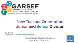 Details 2026 GARSEF New Junior/Senior Division Teacher Orientation News