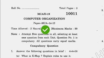 2019 KUK MCA 1st Sem Computer Organization Question Paper