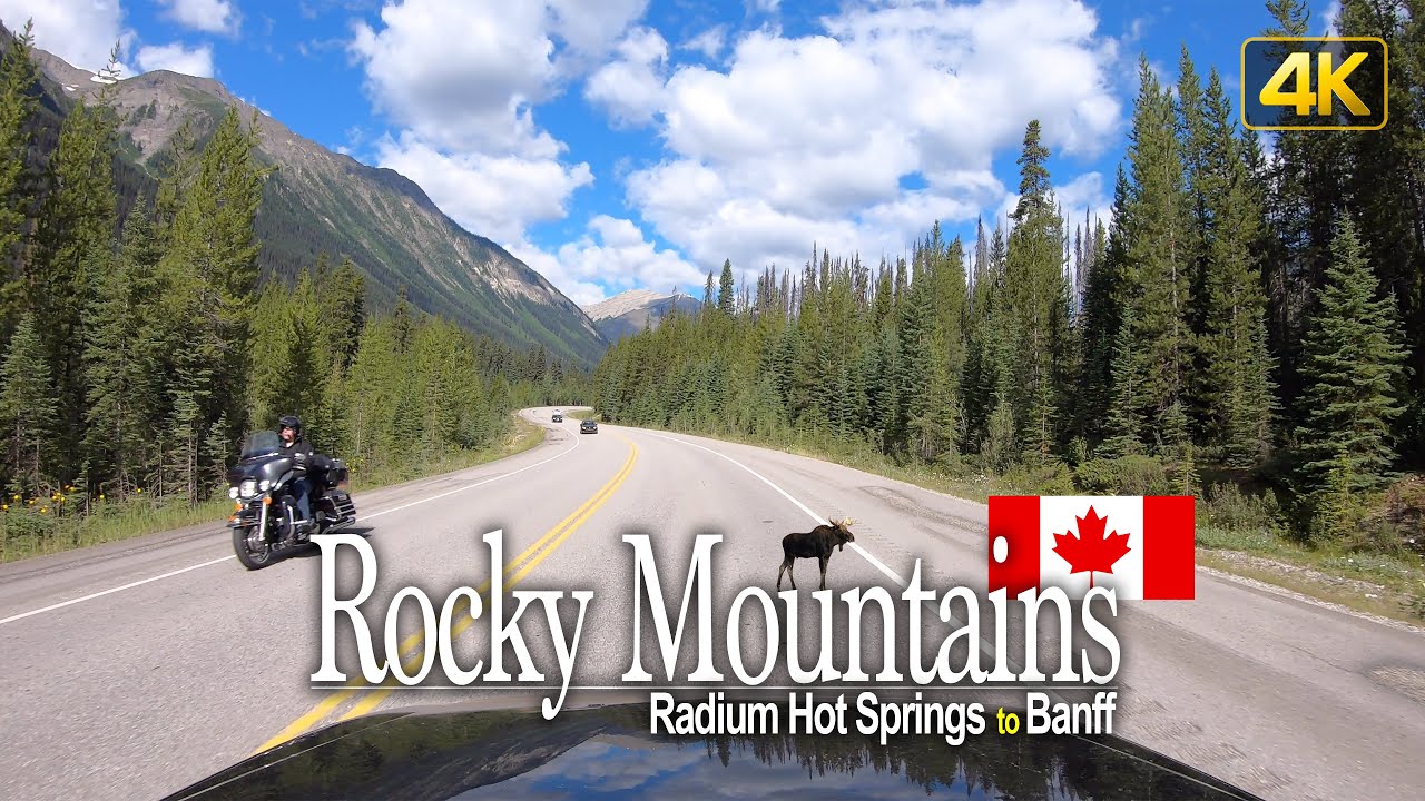 Driving through the Rocky Mountains from Radium Hot Springs to Banff