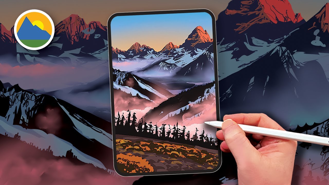 Painting tips for landscape in Procreate - IPad - YouTube