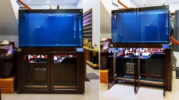 Ngắm HỒ CÁ CÔNG NGHỆ TỦ GỖ 133x68x81 tại Đà Lạt - Kính 12 ly, 3 mặt siêu trong chơi Huyết Long