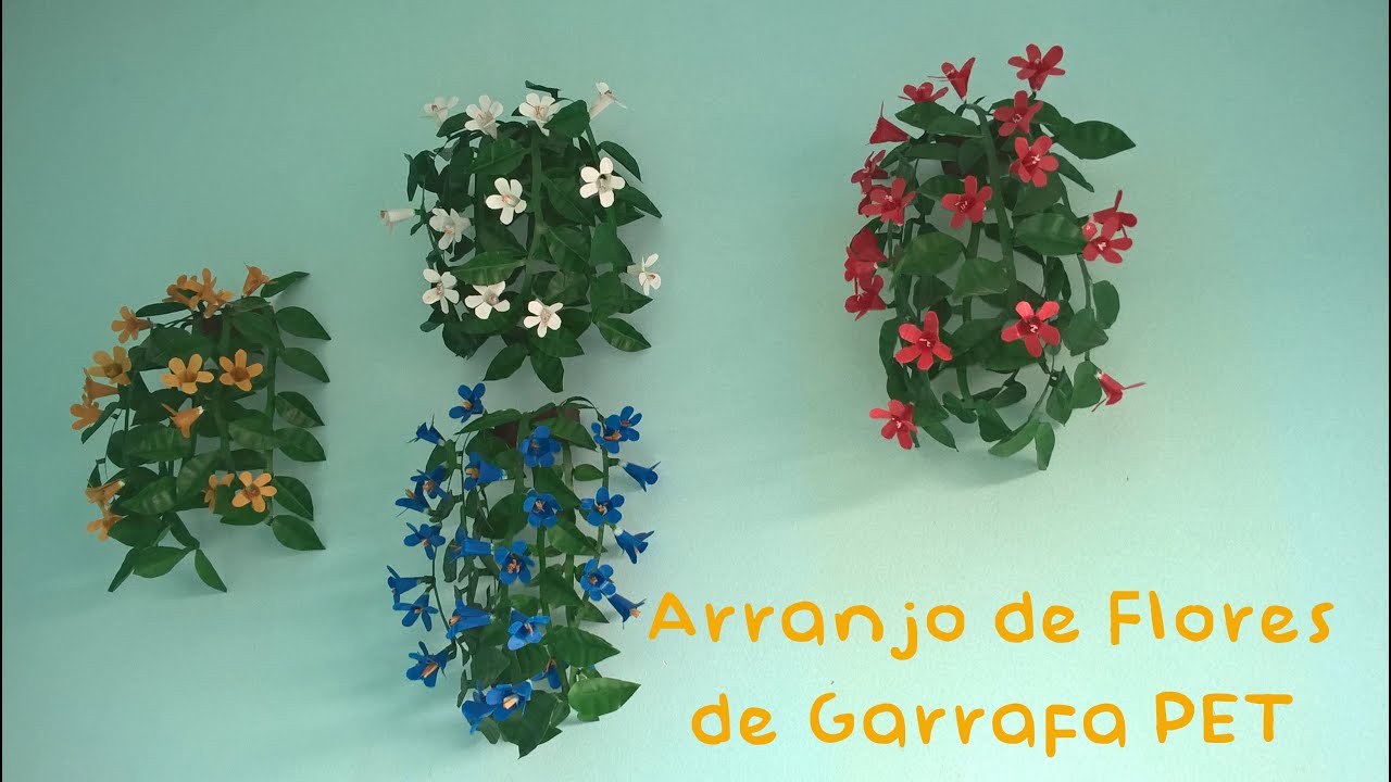 COMO FAZER - Arranjo de Flores com Garrafa PET - Wall decoration with pet bottle roses