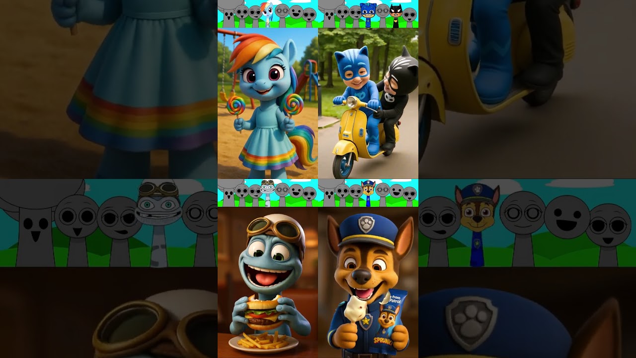 Rainbow Dash X PJ Mask Catboys X Crazy Frog X Paw Patrol Sprunki OC Phase 4 Scooter VS  Meme! 