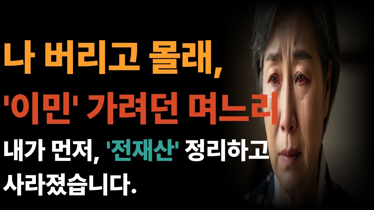 나버리고 이민 가려던 며느리 몰래 내가 먼저 전재산 정리하고 사라진 시어머니 이야기 / 노후사연 / 시니어사연/ 오디오사연/ 가족갈등/ 반전사연