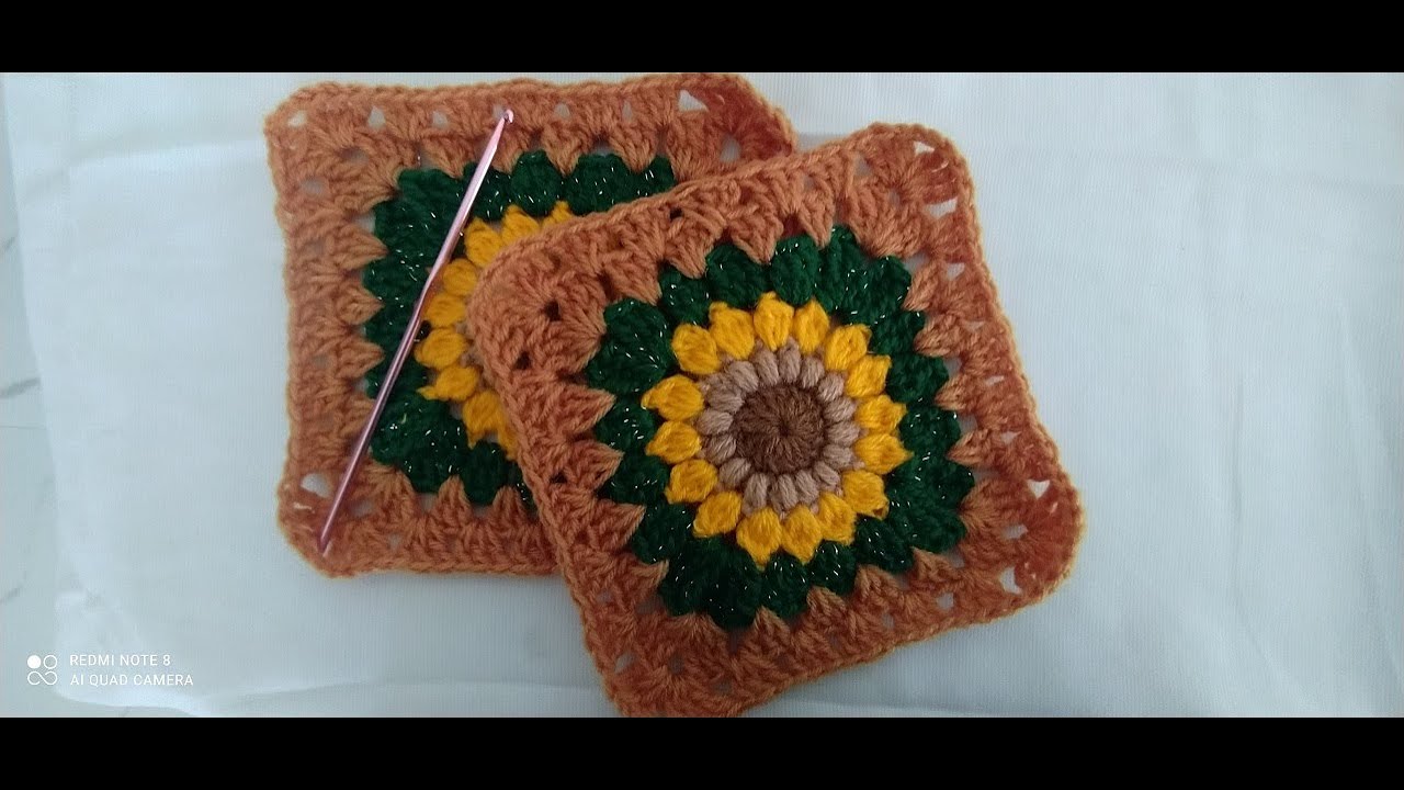 How to Crochet Sunflower Granny Square Malayalam YouTube