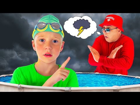 ناستيا تعلم قواعد السلامة في المسبح مع بابا - تجميع الفيديو