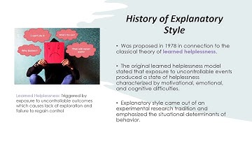 Explanatory Style and Health