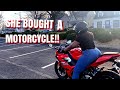 SHE BOUGHT A MOTORCYCLE! | LEARNING HOW TO RIDE