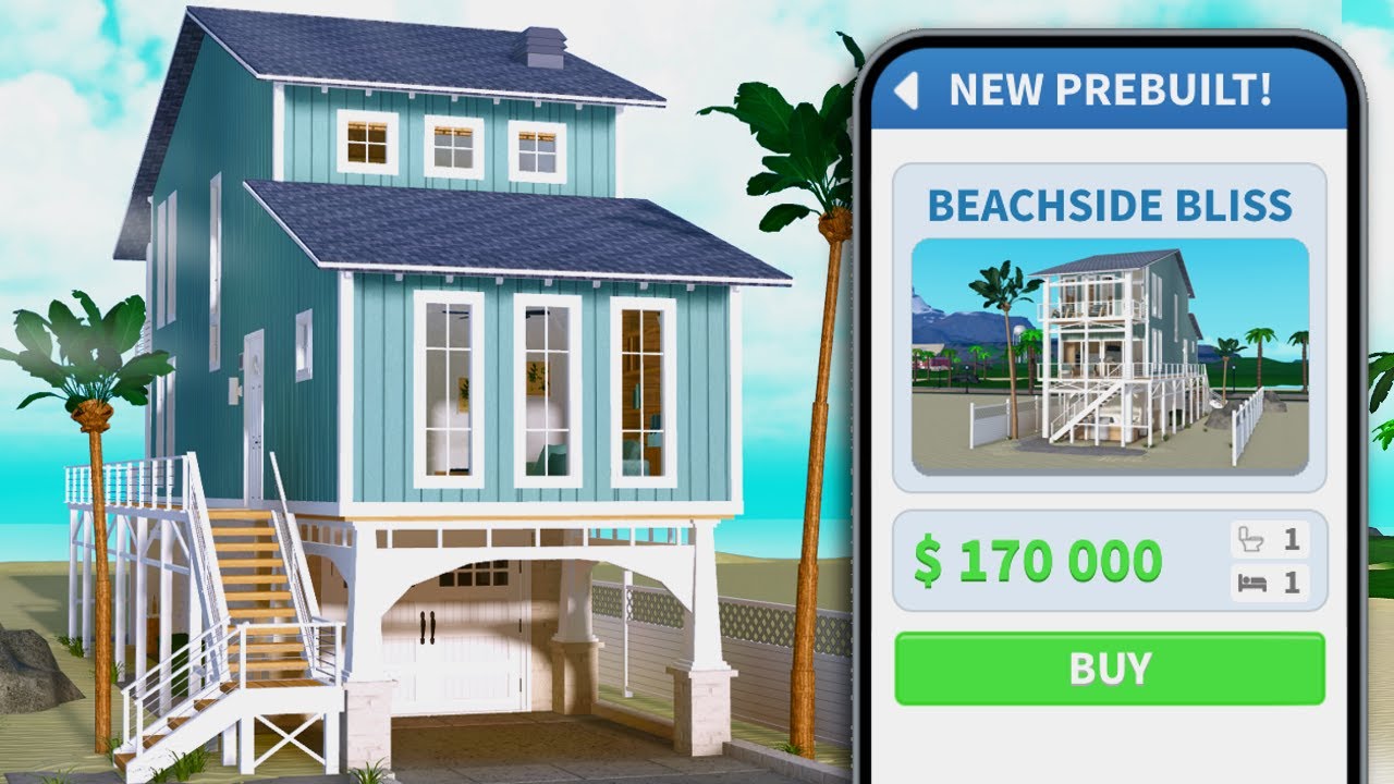 building a NEW BEACH HOUSE PREBUILT in bloxburg.. - YouTube