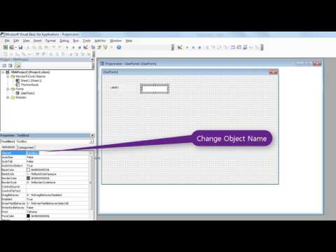 Add text box and lable then Change Object Name and Caption