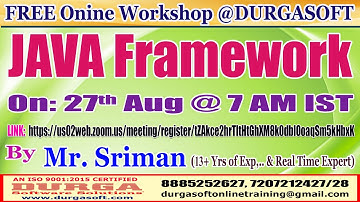JAVA Framework (FREE Workshop) Online Training @ DURGASOFT