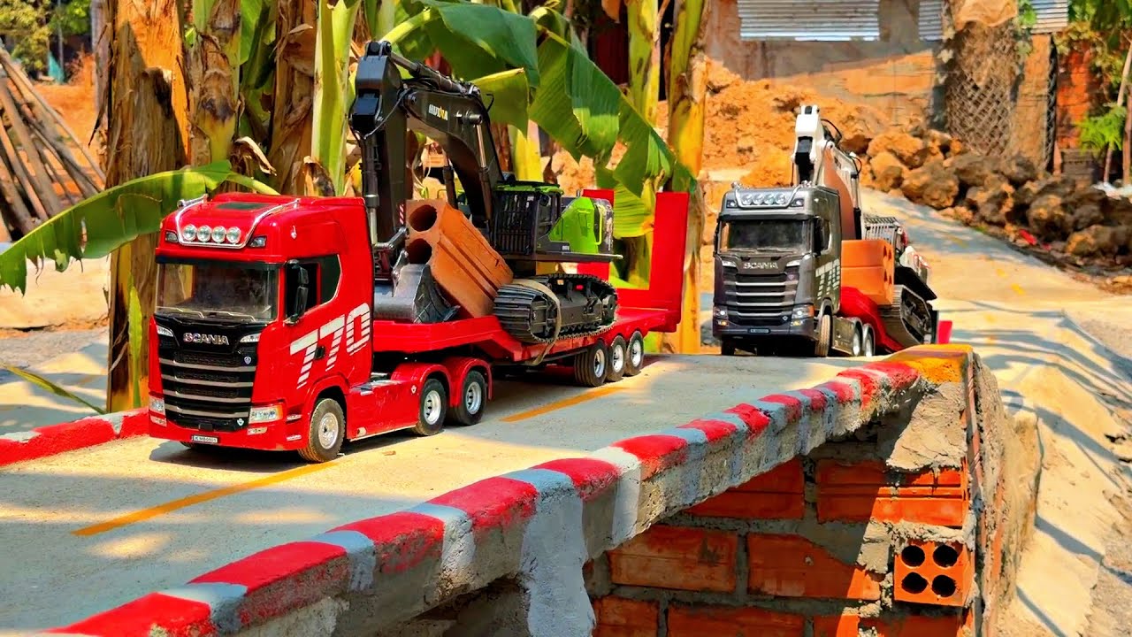 THE BEST!!! RC Many Truck Drive On The Way Studio By Scania 770S Red & Green - Huina1536