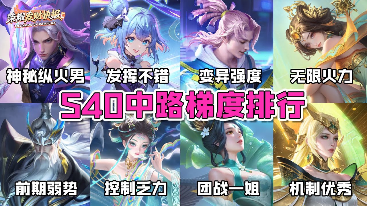 【荣耀发财快报】S40中路梯度排行！小乔仅排T2，10年老英雄竟变异成T0！