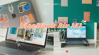 MacBook Air M1 2020✨ unboxing 🍎 (space gray) | setup + accessories & decorating ☺︎