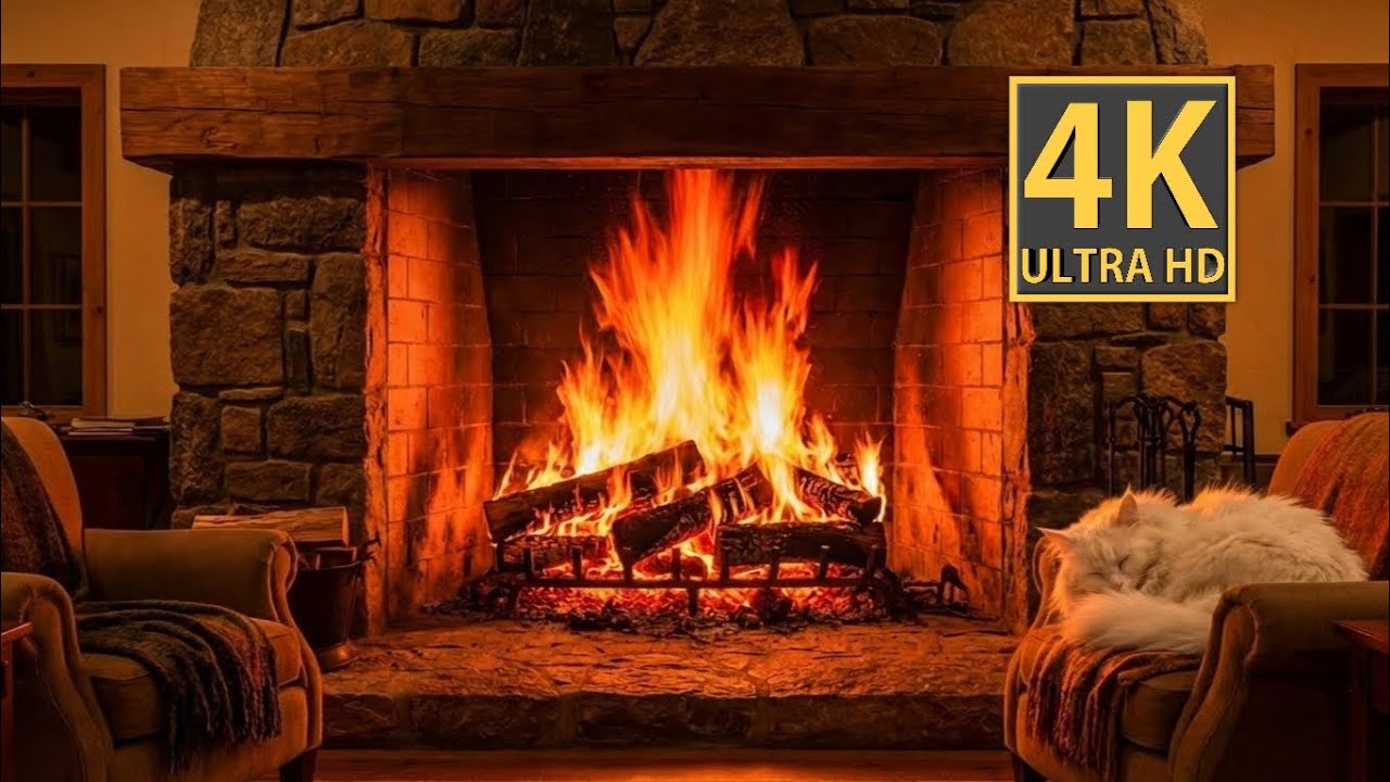 🔥 Ultra Realistic Fireplace 4K. Crackling Fire Sounds for Deep Sleep & Stress Relief