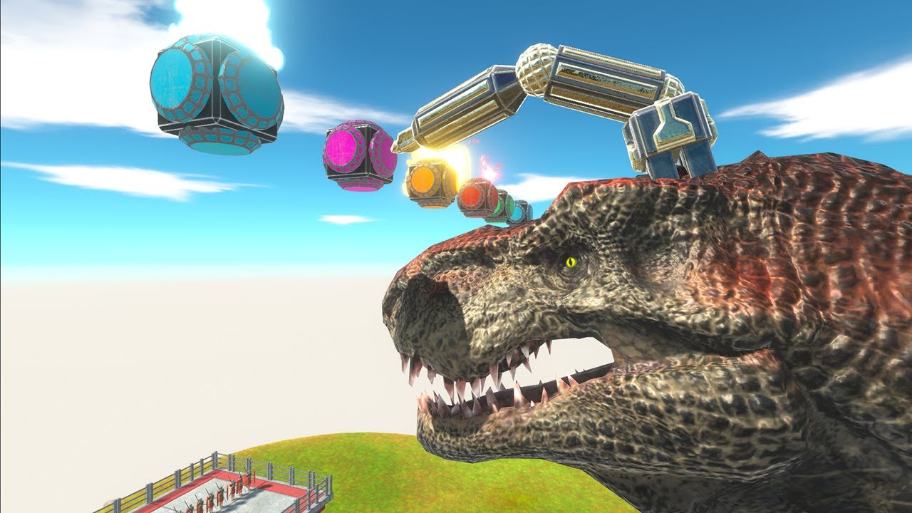 CANNIVORE DINOSAURS WITH HARPOON FIGHTING ROMANUS - Animal Revolt Battle Simulator ARBS