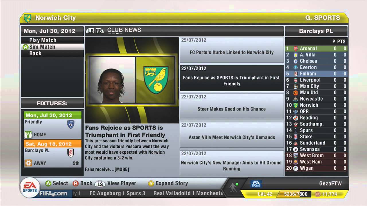 FIFA 13 - Norwich City Manager Mode - S1EP2 - Starting the Season!