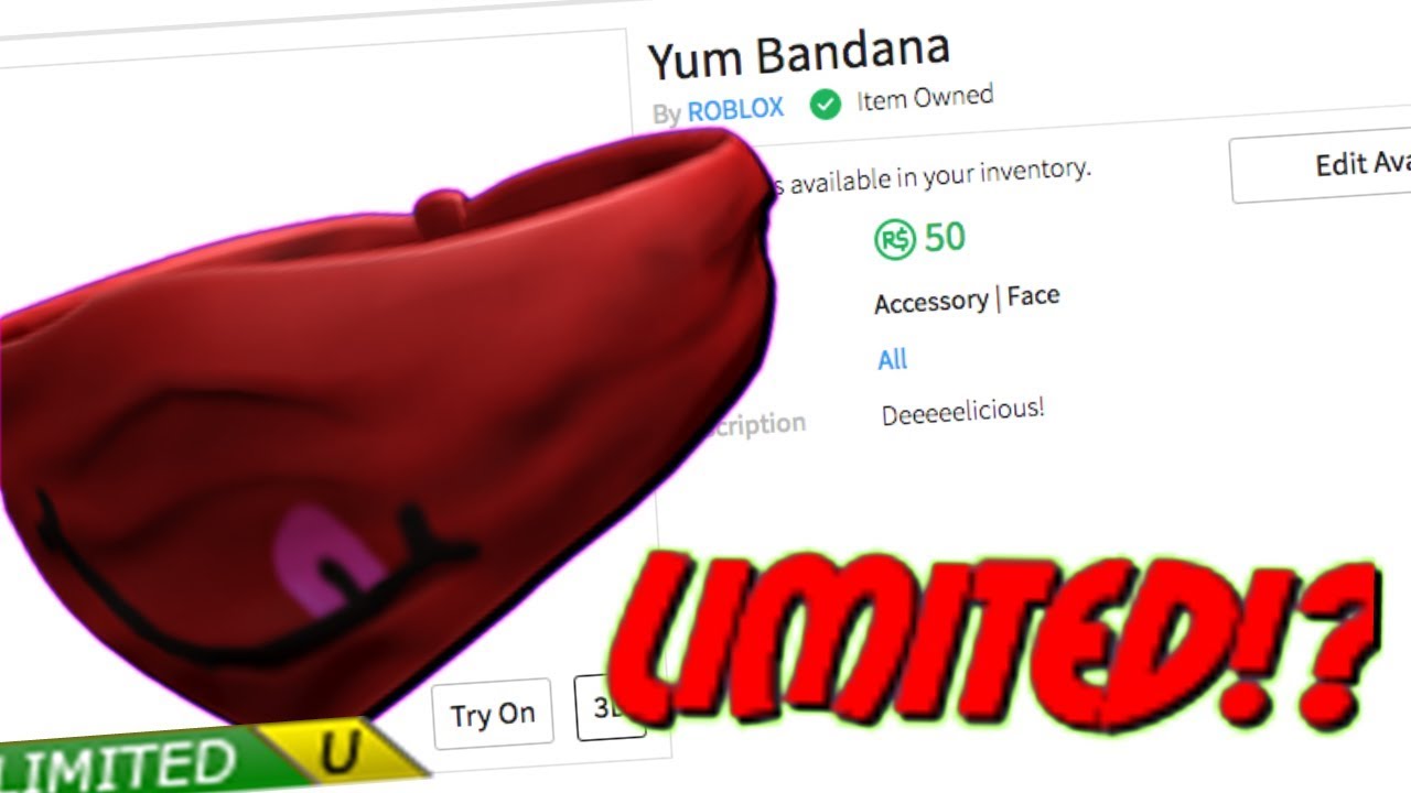 New Yum Bandana Is Out Will It Go Limited Profit Youtube - roblox yum bandana is out