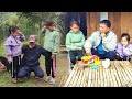 Father helplessly searches for home to visit his two children  picking vegetables  jumping rope