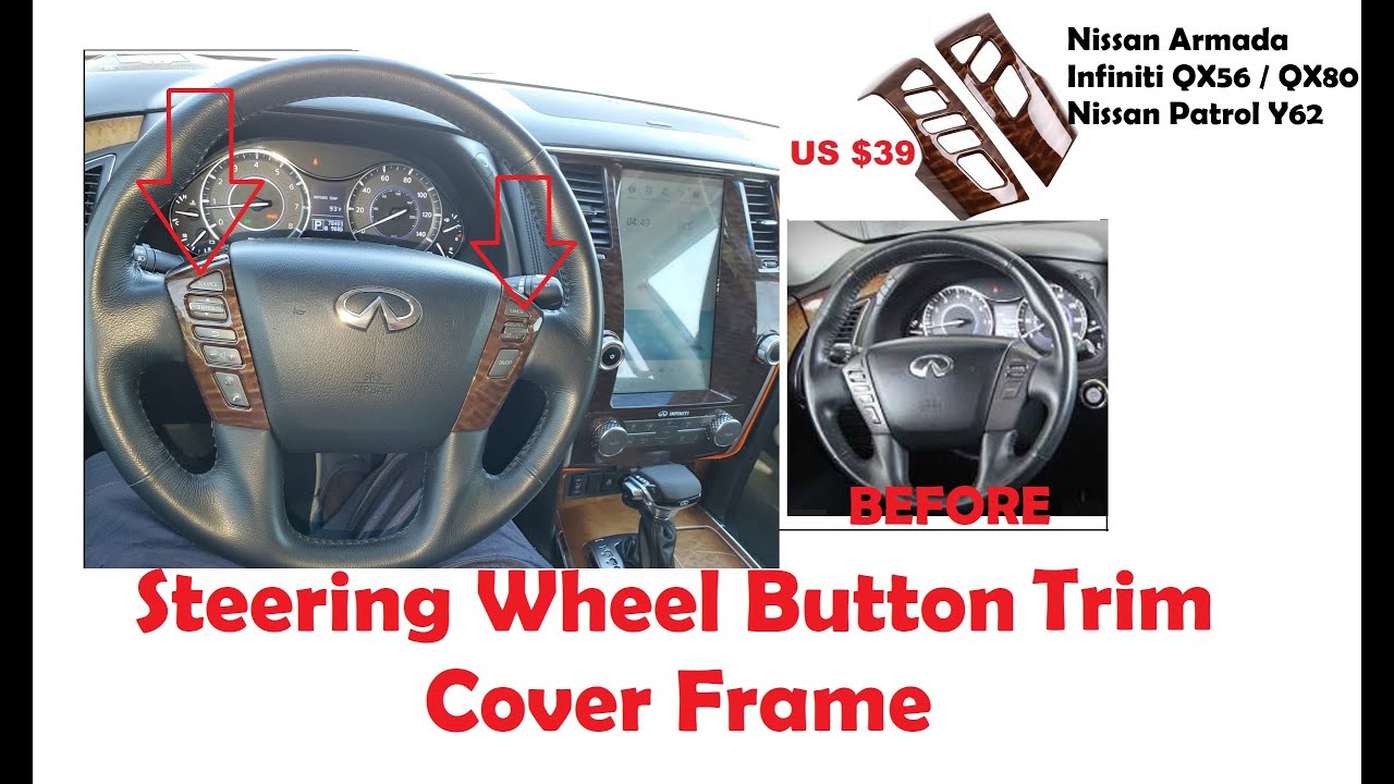 Install Steering Wheel Button Trim Cover Frame for Infiniti QX56 / QX80