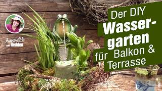 DIY Mini Wassergarten / Gartenteich und der Trick mit der Dose. Dekoidee für Terrasse und Balkon