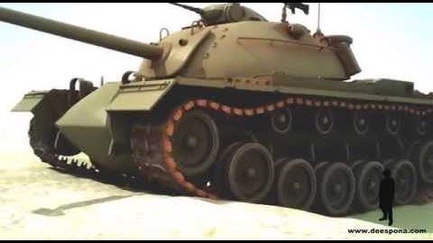 DEESPONA rendered 3D custom modelling M48 tank, tracks animated with Craft Animations plugin
