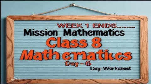 "Mission Mathematics Class 8 Day 6 | Worksheet| Maths Solutions|Doeclasses"