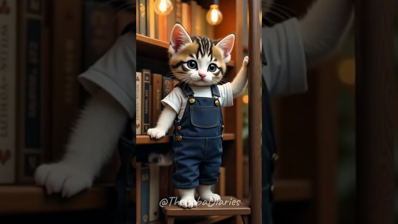 Tiny Cat Explores a Cozy Bookstore Nook – Her Cutest Quiet Day! 📚😺😴