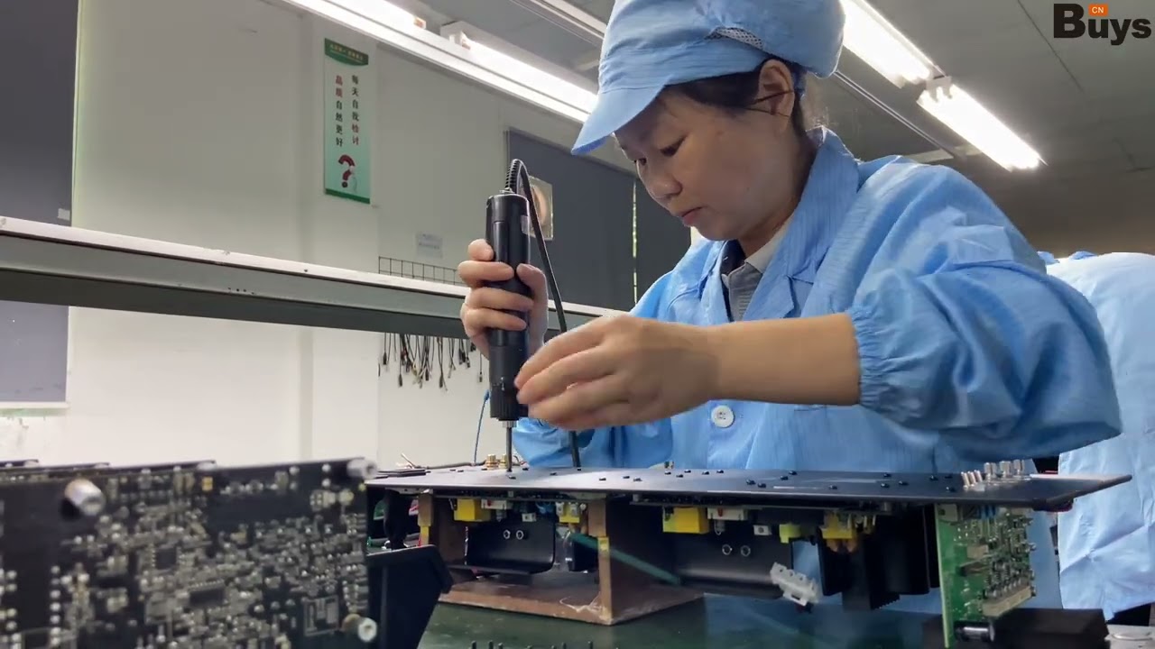 Electronic production line-amplifier assembly & testing