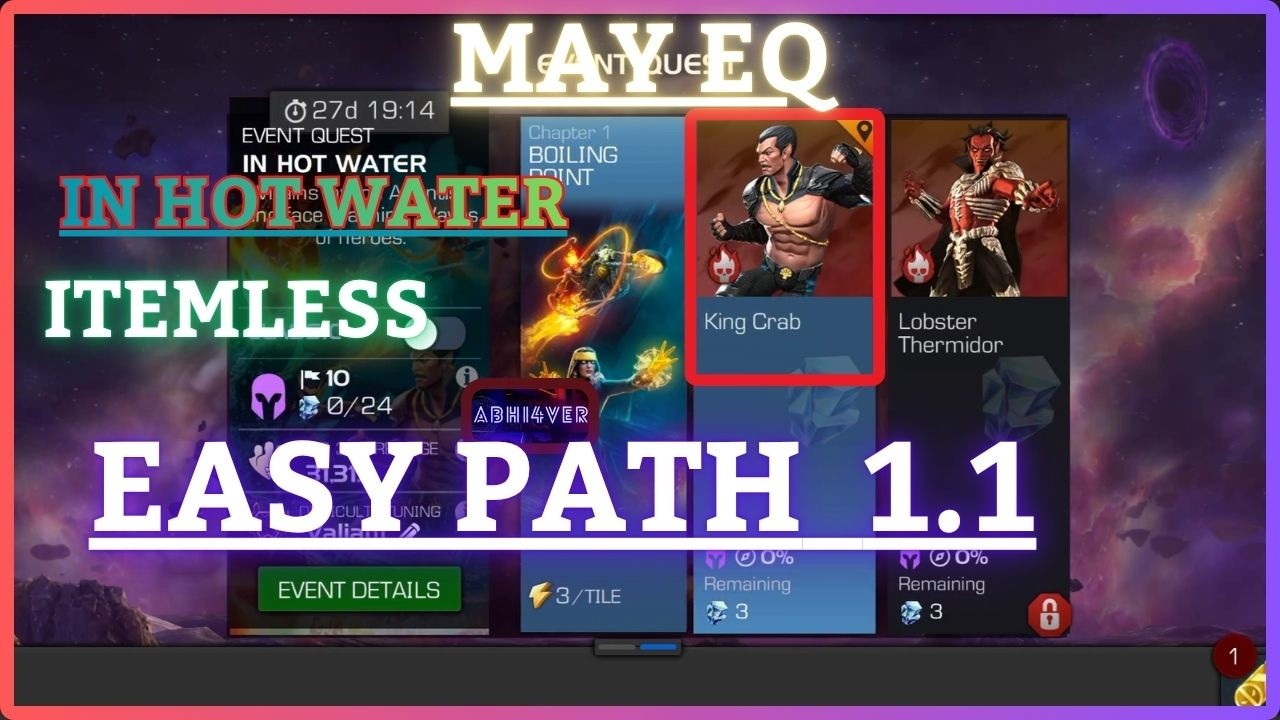 MCOC | EQ 1.1 | Easy Path | May EQ | IN HOT WATER | Itemless | - YouTube