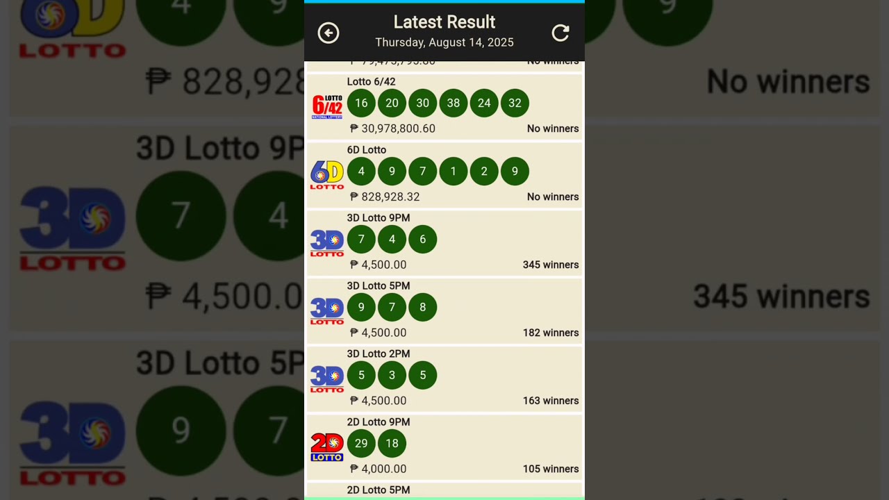 9pm Lotto Result Today August 14 2025 All Draw Shortvideo Lottoresulttoday