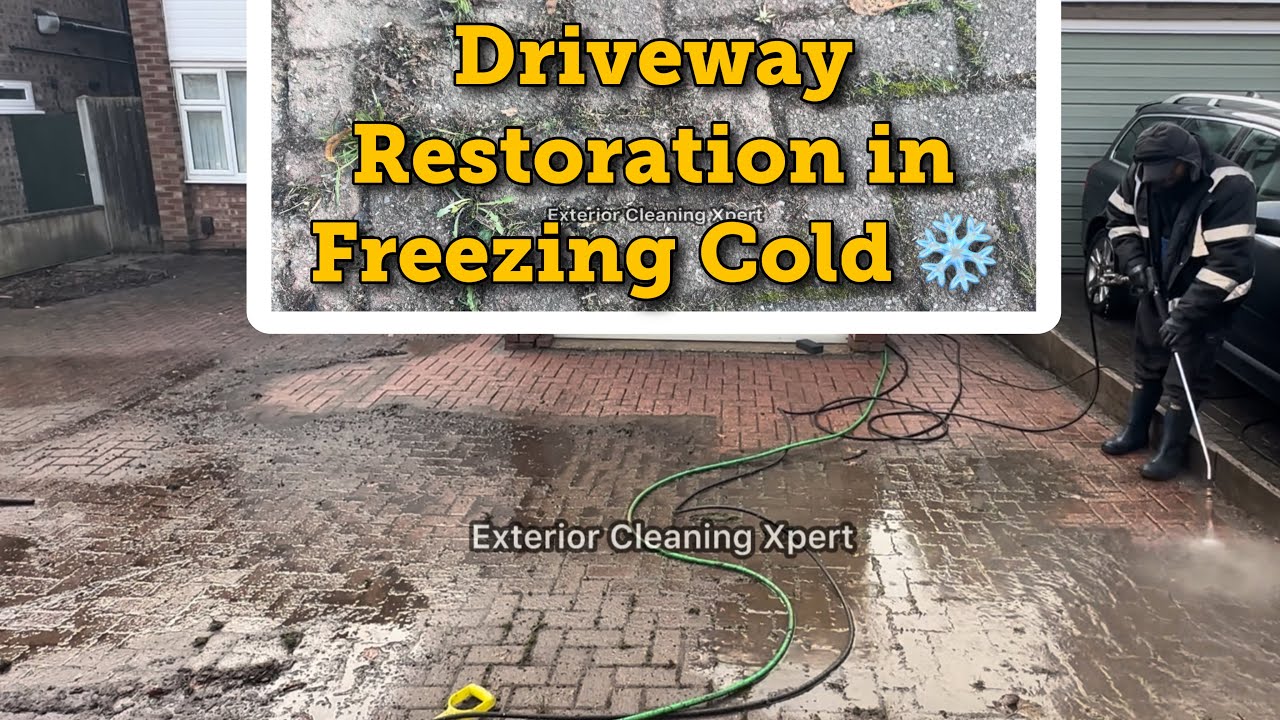 Driveway Restoration in Freezing Cold ❄️ | Unreal Pressure Washing Transformation