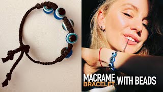 Tutorial Easy macrame bracelet with beads 🧿