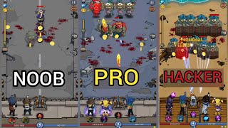 NOOB vs PRO vs HACKER in Zombie War Idle Defense Game screenshot 4