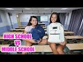 WHAT'S IN OUR BACKPACKS! HIGH SCHOOL VS MIDDLE SCHOOL EMMA AND ELLIE